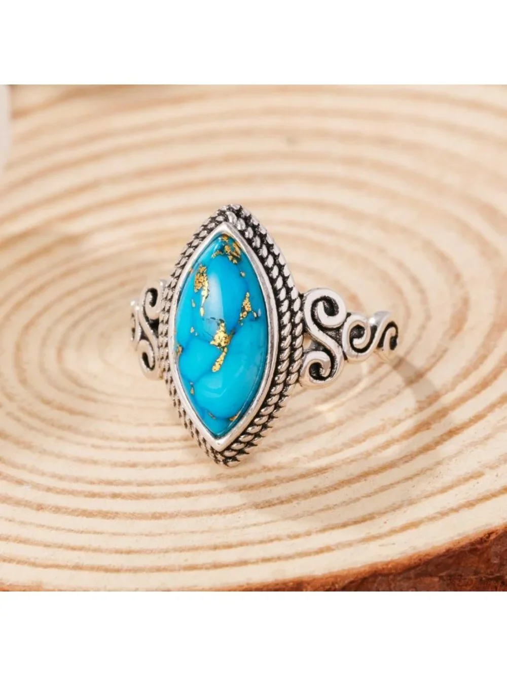 925 Sterling Silver Turquoise Statement Ring for Women - Boho Chic Jewelry